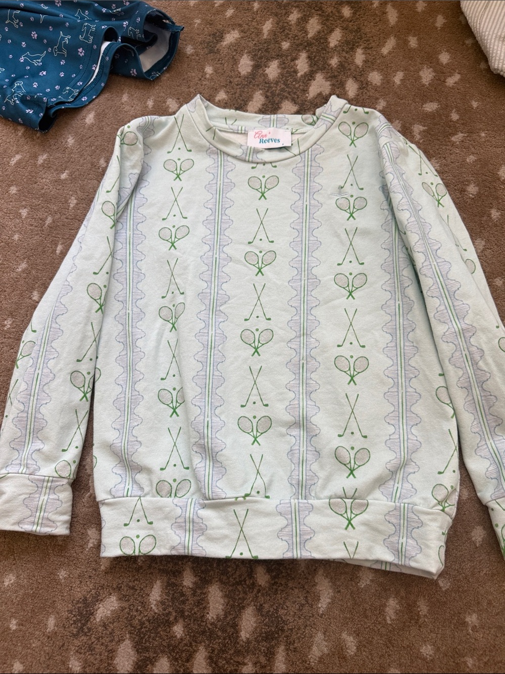Kids' Cream & Green Tennis Graphic Sweatshirt